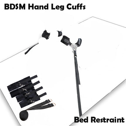 Couple Bed Sex Games Strap System BDSM Bed Restraint Sex Machine Female Handcuff Ankle Cuffs Open Leg Straps Eyeblinder Sex Toy