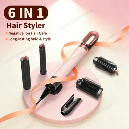 6 IN 1 Multil Hair Styler 1500W Hair Dryer Brush with Auto Wrap Curls (L/R) Fast Drying Frizz-Free Volume Hair Styler Set Gift