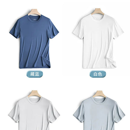94% Modal 6% Spandex Summer Short Sleeve T-shirt Men Crew Neck Solid Color Casual Underwear Brand High Quality Mens Clothing New