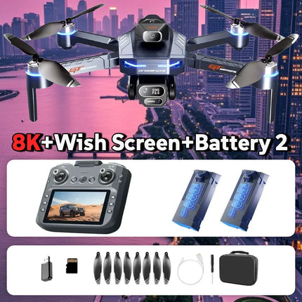 For Genuin GT8 Drone 8K Professional Dual Camera GPS FPV Brushless Motor Optical Flow Hovering Folding Quadcopter 4K RC Dron Toy