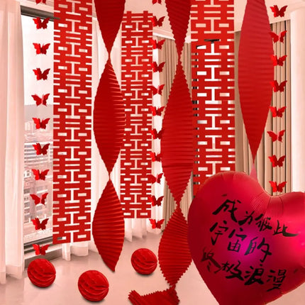Red Chinese Wedding Hanging Flags Traditional DIY Crafts Double Happiness Pendant Festive Door Curtain Hanging Decor Living Room