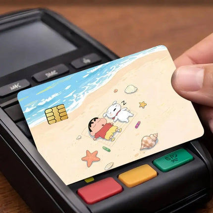 C-Crayon S-Shin-chan Cartoon Credit Card Stickers Skin For Bank Debit Decorative Protection Scratch-resistant Gift 4PCS