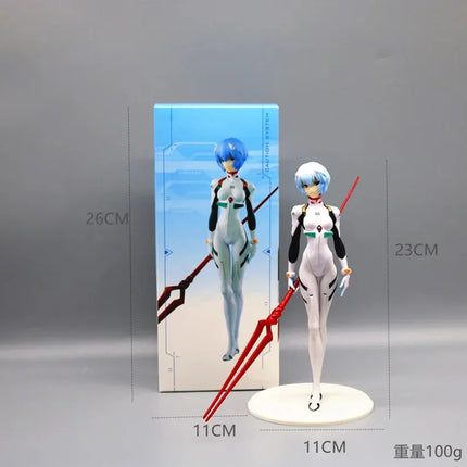 23cm Rei Ayanami  Action Figure with Spear of Longinus EVA Neon Genesis Evangelion Anime Collectible Model Toy Gift for Fans