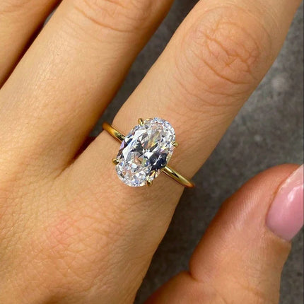 925 Sterling Silve 1-8CT Zircon Gorgeous Shiny Oval Stone Ring For Women Engagement Wedding Luxury High Quality Fine Jewelry