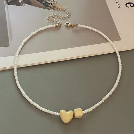 New Fashion Candy Color Choker Necklace for Women Girl Love Heart Square Geometric Short Necklace Seed Bead Neck Jewelry 2026