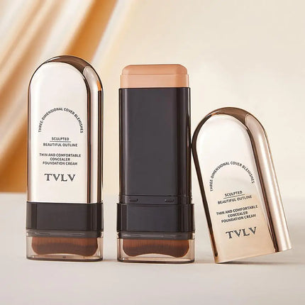 Waterproof Concealer Foundation Stick With Brush - All-in-One Long-Lasting, Oil Control, Brightening Makeup Natural Matte Finish