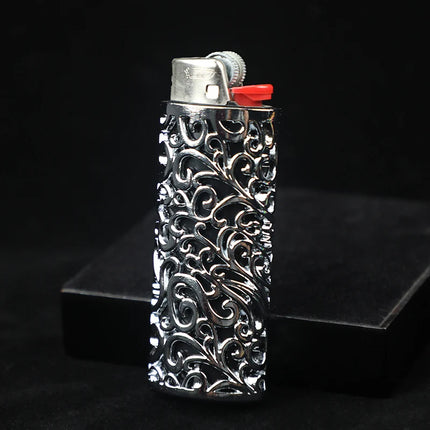 Retro Metal Lighter Case Sleeve Cover with Hollow Out Design for BIC J6 A Perfect Smoking Accessory Gift