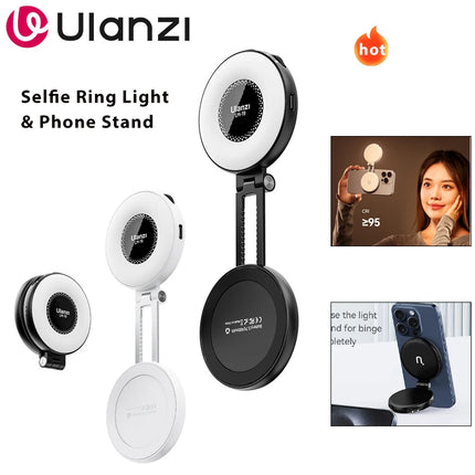 Ulanzi LM19 Mobile Phone Selfie Light Bi-color Pocket LED Magnetic Mini Ring Lamp Photography For iPhone 16 15 Apple 14 13 Pro