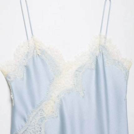 HH Sexy Women Asymmetrical Lace Slip Tops Summer Female Backless Sleeveless Off Shoulder Underwear Tanks Elegant Beach Camisole