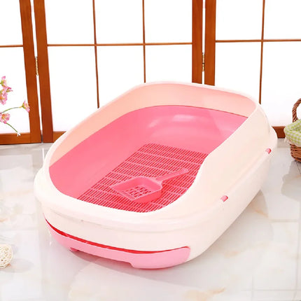 Semi-Enclosed Double-Layer Drawer Cat Litter Box, Large Grid Toilet for Active Cats, Anti-Tracking Odor Control Easy Clean
