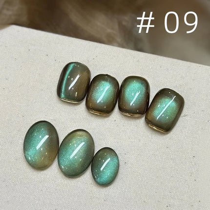 MN 10ml 1-12pcs 2025 Autumn Blue Brown Cat Eye Gel Nail Polish Popular Flash Chocolate Glass Beads Nails Black Nails Christmas