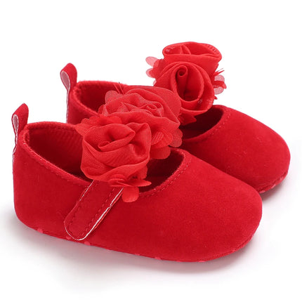 Red Fluffy Comfortable Princess Shoes 0-12 Months Baby Girl Indoor Walking Party Christmas Single Shoes