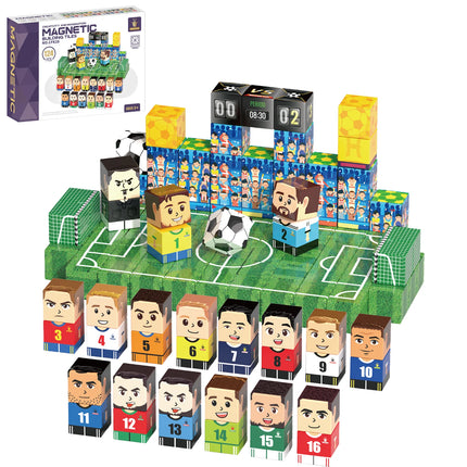 Soccer Magnetic Building Blocks Set Creative DIY Football Player Magnetic Cubes Educational STEM Sensory Toy For Kids Boys Gift