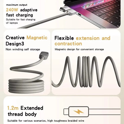 4 in 1 240W Magnetic USB C PD Cable For iPhone iPad Xiaomi Samsung Huawei Tablets Laptops Super charge Fast Charger Type C Cable