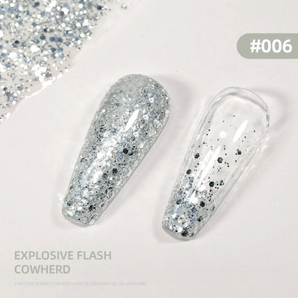 6pcs Shell Fragments Translucency Reflective Gel Nail Polish Reflective Glitter Semi Permanent Soak Off UV Gel Nail Art Varnish