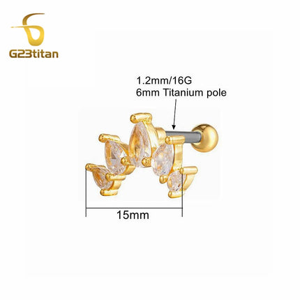 1pc Ear Cartilage Helix Earring 16G G23 Titanium Custom Barbell Screw Back Stud Earring Hypoallergenic Piercing Body Jewelry