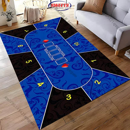 1PC Texas Poker Theme Carpet Living Room Bedroom Sofa Balcony Rug, Entrance Door, Durable Machine Washable Mat Gift for Friends