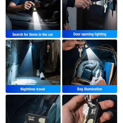 Portable Waist Hanging Keychain, Mini Flashlight, Multifunctional Emergency Charging, Anti Key Chain, Super Large, Bright, House