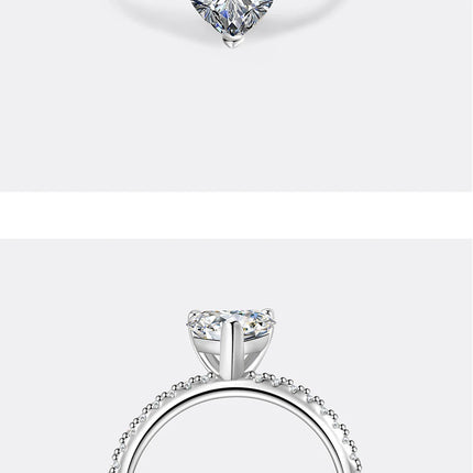 PERFANY 1/2CT Heart Cut Moissanite Ring for Women S925 Pure Silver Shiny Laboratory Diamond Engagement Luxury Jewelry
