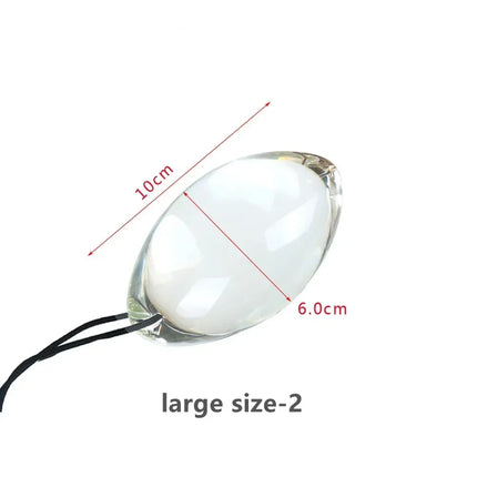 Small to Large Oval Beaded Anal Plug with Reinforced Rope Pull Ring - Transparent Glass Anal Trainer for BDSM Play and Personal