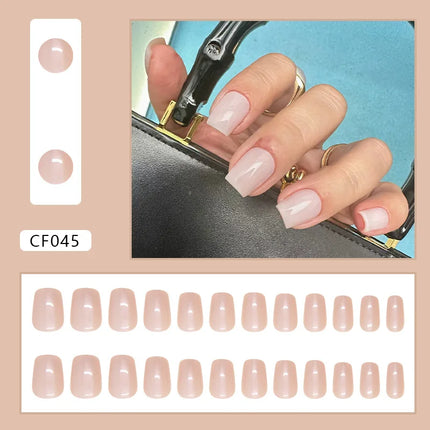 Thousands Stars 24 Pcs Press on Nails Pink Nail Polish Glossy Artificial Finger Manicure Reusable False Nails for Women