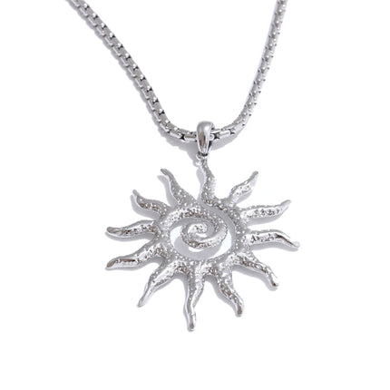 Yhpup New Popular Stainless Steel Sun Drop Necklace Hoop Earrings for Women Tarnish Resistant Charm Jewelry Set Accessories Gift
