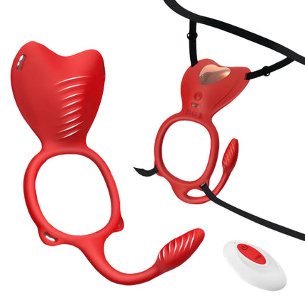 4-in-1 Wearable Vibrator 10-Frequency Vibration Penis Ring Clitoris Stimulator G-Spot Anal Massager Adult Sex Toys Masturbator