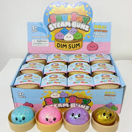 Mini 1-24pcs Glitter Dumpling Glitter Dumpling Squishy with Box Dumplings Sensory Squeeze Toy for Stress Relief