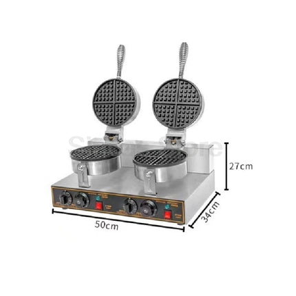 185mm Nonstick Plate Double Head Electric Waffle Maker Cake Baking Machine Round Gofreras Kitchen Home Commercial Appliance Use