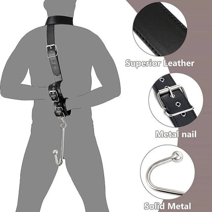 BDSM Bondage Restraint Kit for Couples, Adjustable Handcuffs, Collar, Hook and Plug Set, Adult Roleplay Accessories