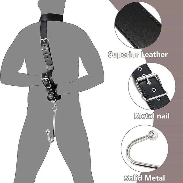 BDSM Bondage Restraint Kit for Couples, Adjustable Handcuffs, Collar, Hook and Plug Set, Adult Roleplay Accessories