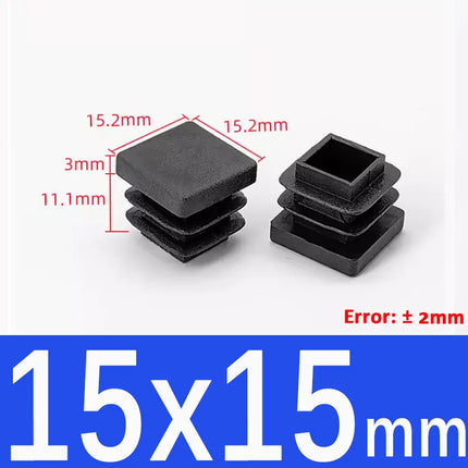 15x15mm-50x100mm Black Blanking End Caps Furniture Leg Tube Pipe Insert Plugs Rectangle/Square Dust Stopper