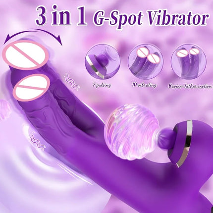 Tapping Flapping Vibrator Dual Dildo for Women Clitoris Clit Sucker Stimulator Powerful Sex Toy Woman Female Rabbit Vibrators