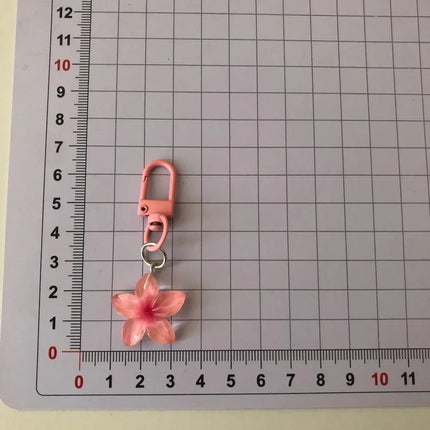 1/5Pcs New Sweet Colorful Flower Keychain Resin Rope Car Key Ring Hanging Jewelry Mini Keychain Girls