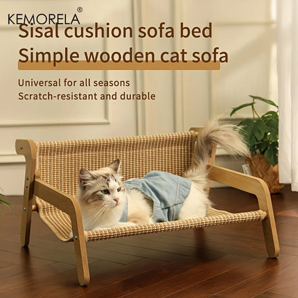 1PCS Large Cat Scratcher Hammock Durable Linen Lounge Chair Pre-Assembled with Adjustable Straps for Medium Breeds & Indoor Cats