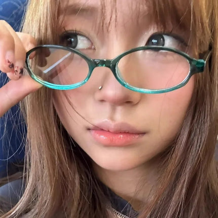 Retro Fashion Red Green Small Square Oval Frame Glasses Women Girls Y2K  Anti Blue Light Glass Reading Eyeglasses Decor Eyewear