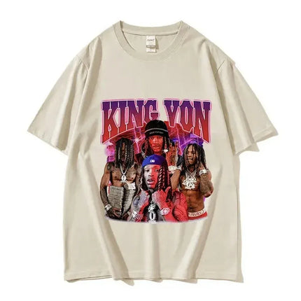 Rapper K-King Von Graphic Print T-Shirts Men Women Streetwear Hip Hop Fashion Cotton Oversized Tops Harajuku Y2K Summer New Tees