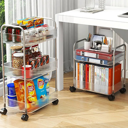 2/3/4 Tiers Mobile Shelf with Wheel Multi-Layers Storage Rack Home Trolley for Snacks Cosmetic Sundries Organizer Rolling Cart