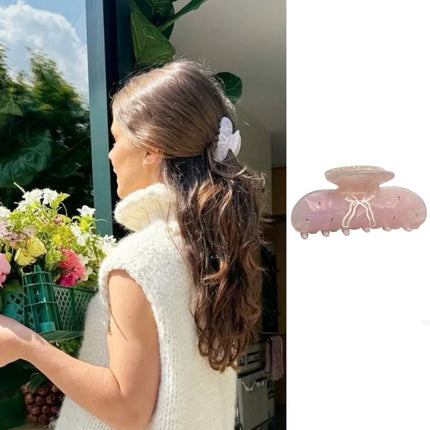 Cute Cherry Hair Clips for Women Girls Rhinestone Fruits Floral Bow Butterfly Acetate Hair Claws Shark Clip Hair Accessories