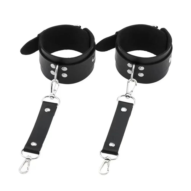Adult Sex Games Products Punk Gothic Leather Cross Buckle Tied Shackles Sex Products Handcuffs for Sex