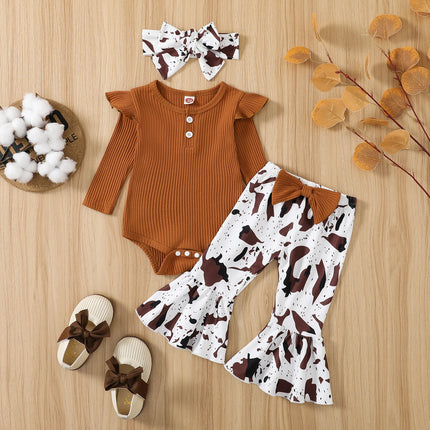 Ma&Baby 0-12M Newborn Infant Baby Girl Clothes Set Knit Long Sleeve Romper Flare Pants Fall Spring Clothing Outfits D01
