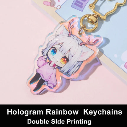 Custom Keychains Cartoon Llavero Key Chain Photo Customized Anime Charms Hologram Clear Acrylic Personalized Designer Keychains