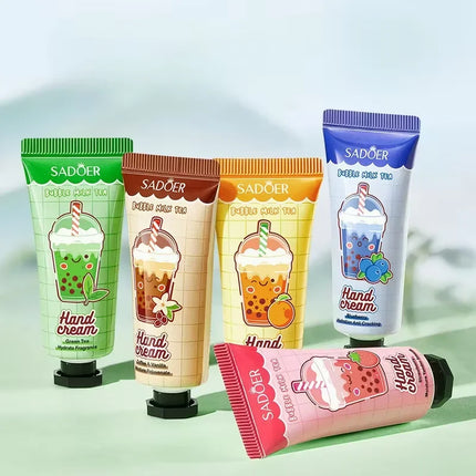 Milk Tea & Fruit Fragrance Hand Cream Set,Moisturizing Nourishing Anti-Dry Hand Lotion,Portable Mini Size,Women Daily Care Gift