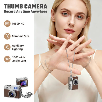 1080P HD Retro Thumb Camera Wearable Portable Mini Keychain Camera for Outdoor Travel Photography VLOG