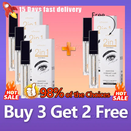 2 in 1 Fast Eyelash Eyebrows Growth Serum 7 Days Natural Eyelash Enhancer Longer Fuller Thicker Curling Lengthening Lash Makeup