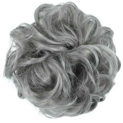 Azqueen Synthetic Messy Bun Chignon Donut Gary Brown Color Hair Bun Pad Elastic Hair Rope Rubber Band Hair Extensions