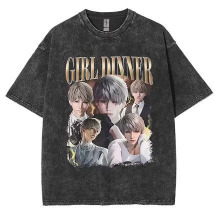 Funny Girl Dinner Caleb Graphic Tee Shirt Love and Deepspace Novelty Cotton T Shirts Fashion High Quality Vintage Washed T-Shirt