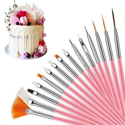 15Pcs/lot Fondant Cake Painting Brush Icing Pastry Brushes Cake Decorating Tools Baking Accessories Fondant Cake Carving Pen