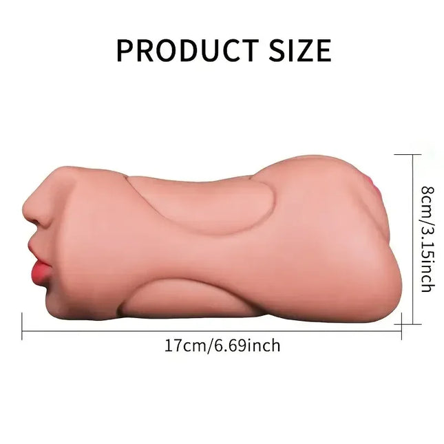 3-in-1 Male Masturbator - Deep Throat + Artificial Real Pussy + Realistic Rubber Vagina, Oral Blowjob Toy