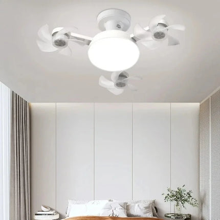Drone Design Silent Ceiling Fan Light E27 Base Remote Controlled Dimmable 3 Color LED Ceiling Fanlight for Living Room Bedroom